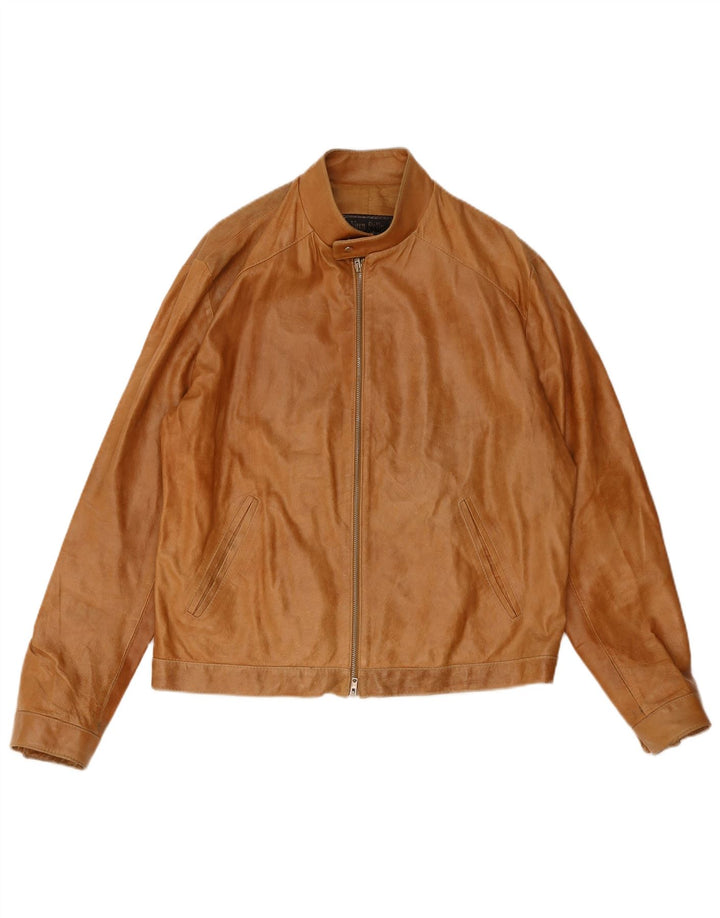 Chaqueta de cuero vintage para hombre IT 54 2XL cuero marrón
