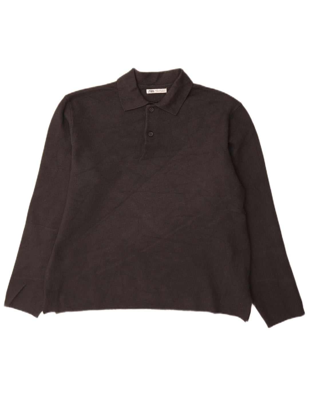Zara Hombre Jersey De Cuello Polo Viscosa Gris Medio