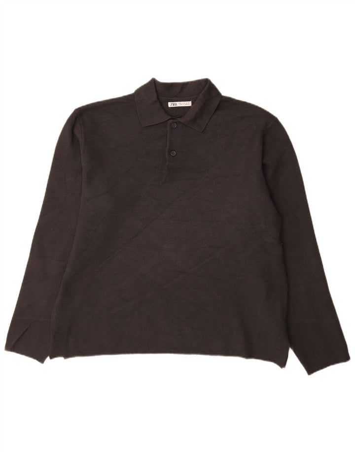 Zara Hombre Jersey De Cuello Polo Viscosa Gris Medio
