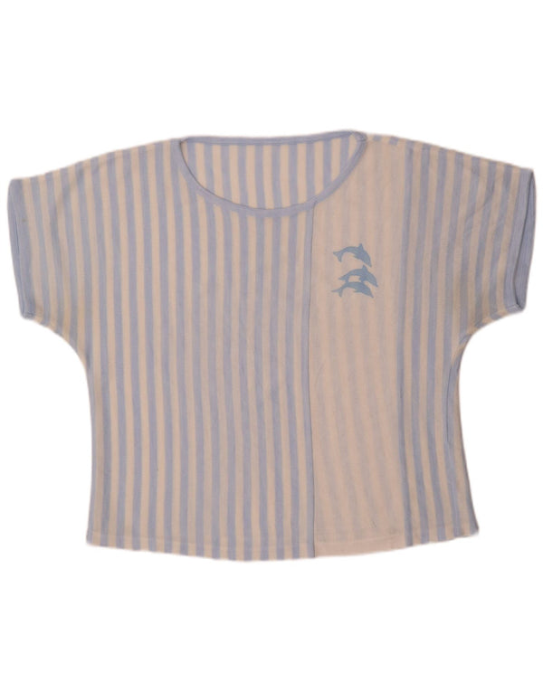 Vintage mujer camiseta Top Reino Unido 16 grande azul rayas