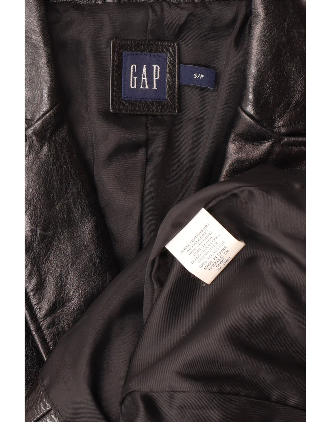 GAP Chaqueta Blazer de Cuero con 2 Botones para Mujer UK 10 Small Black Leather