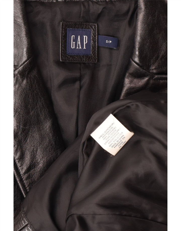 GAP Chaqueta Blazer de Cuero con 2 Botones para Mujer UK 10 Small Black Leather