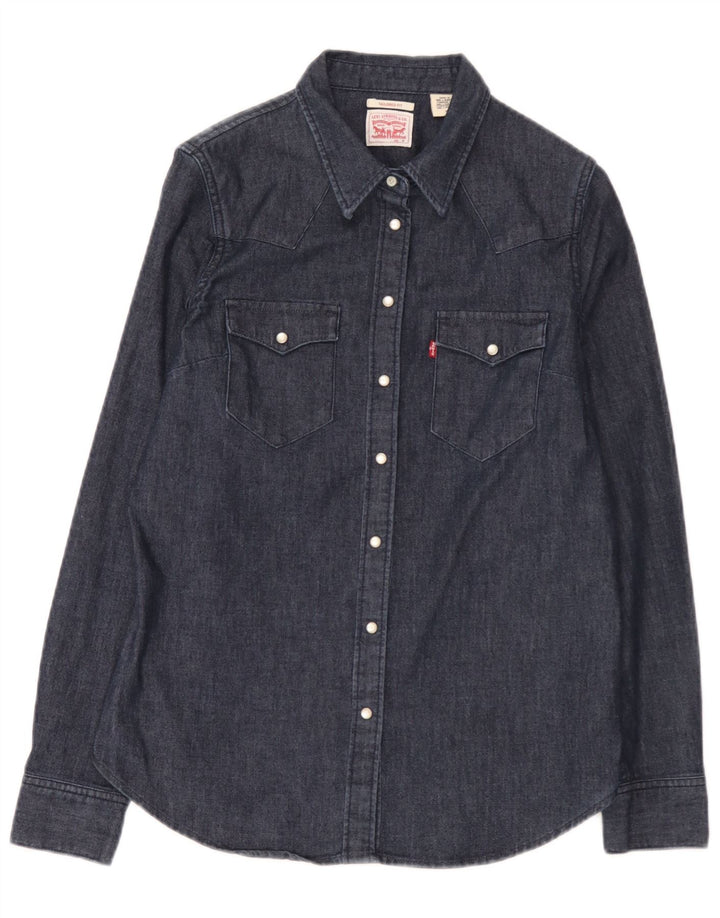 Levi's Camisa vaquera entallada para mujer UK 44 Algodón azul marino mediano