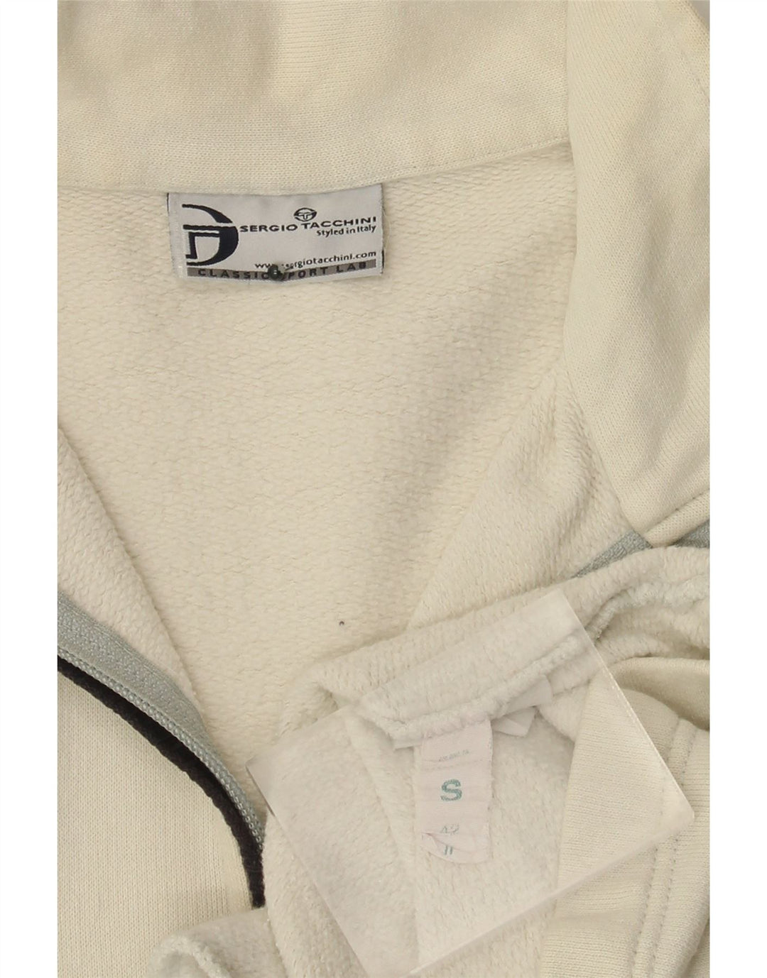 Sergio Tacchini Hombre Chándal Top Chaqueta Pequeña Blanco Roto