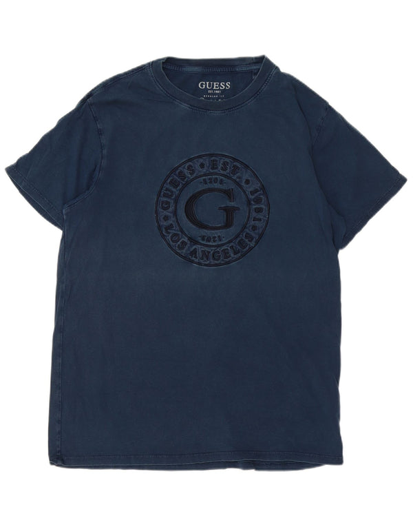 Guess Camiseta estampada de corte regular para hombre Top XS Algodón azul marino