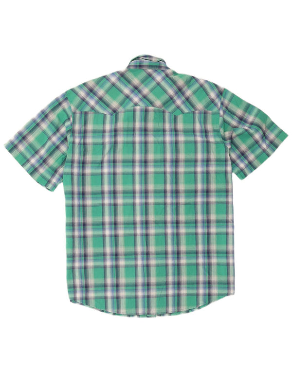 Wrangler Camisa De Manga Corta Hombre XL Algodón A Cuadros Verde