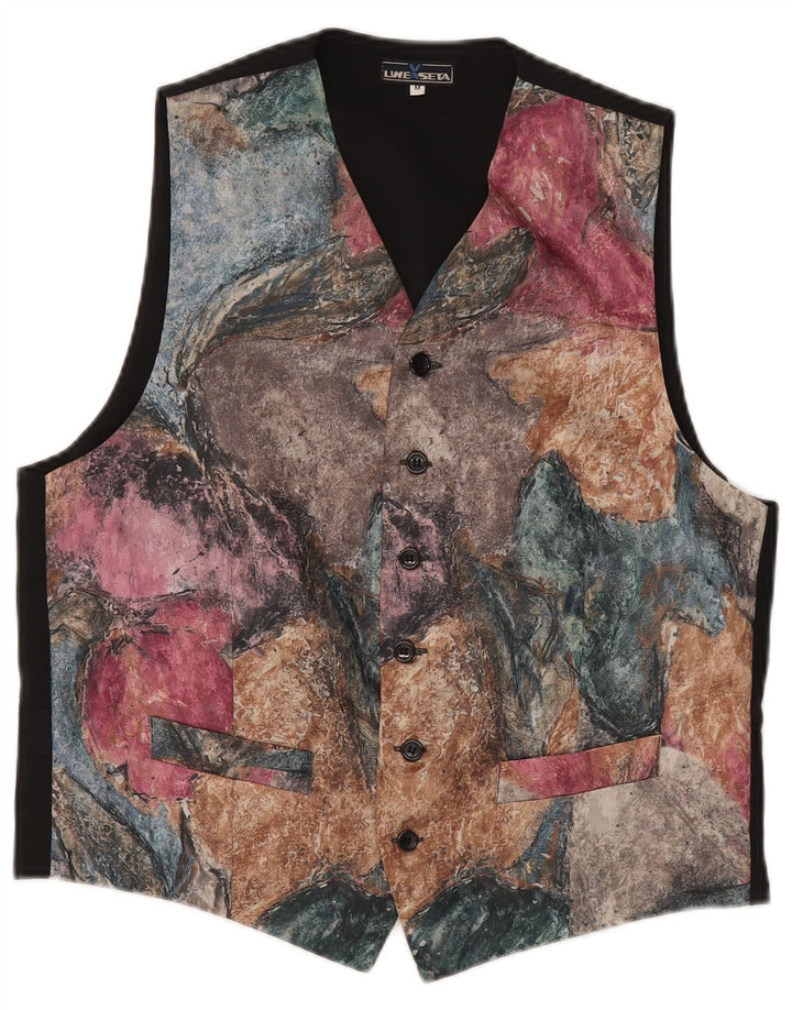 Vintage hombres gráfico chaleco Reino Unido 38 medio multicolor poliéster clásico