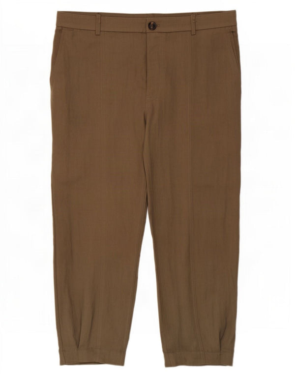 Zara Mujer Joggers Pantalones Cortos Grande W30 L26 Caqui Lyocell