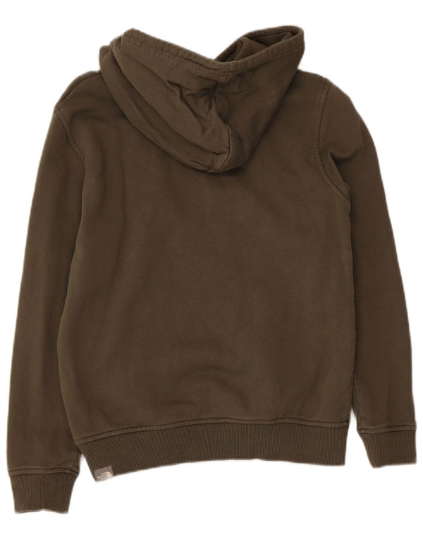 The North Face Boys Graphic Hoodie Jumper 11-12 Years Large Khaki Cotton