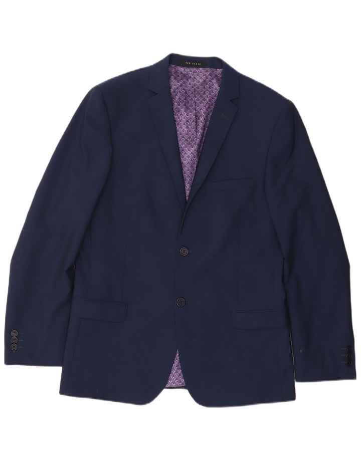 Ted Baker Chaqueta tipo blazer de 2 botones para hombre UK 40 Large Lana azul marino
