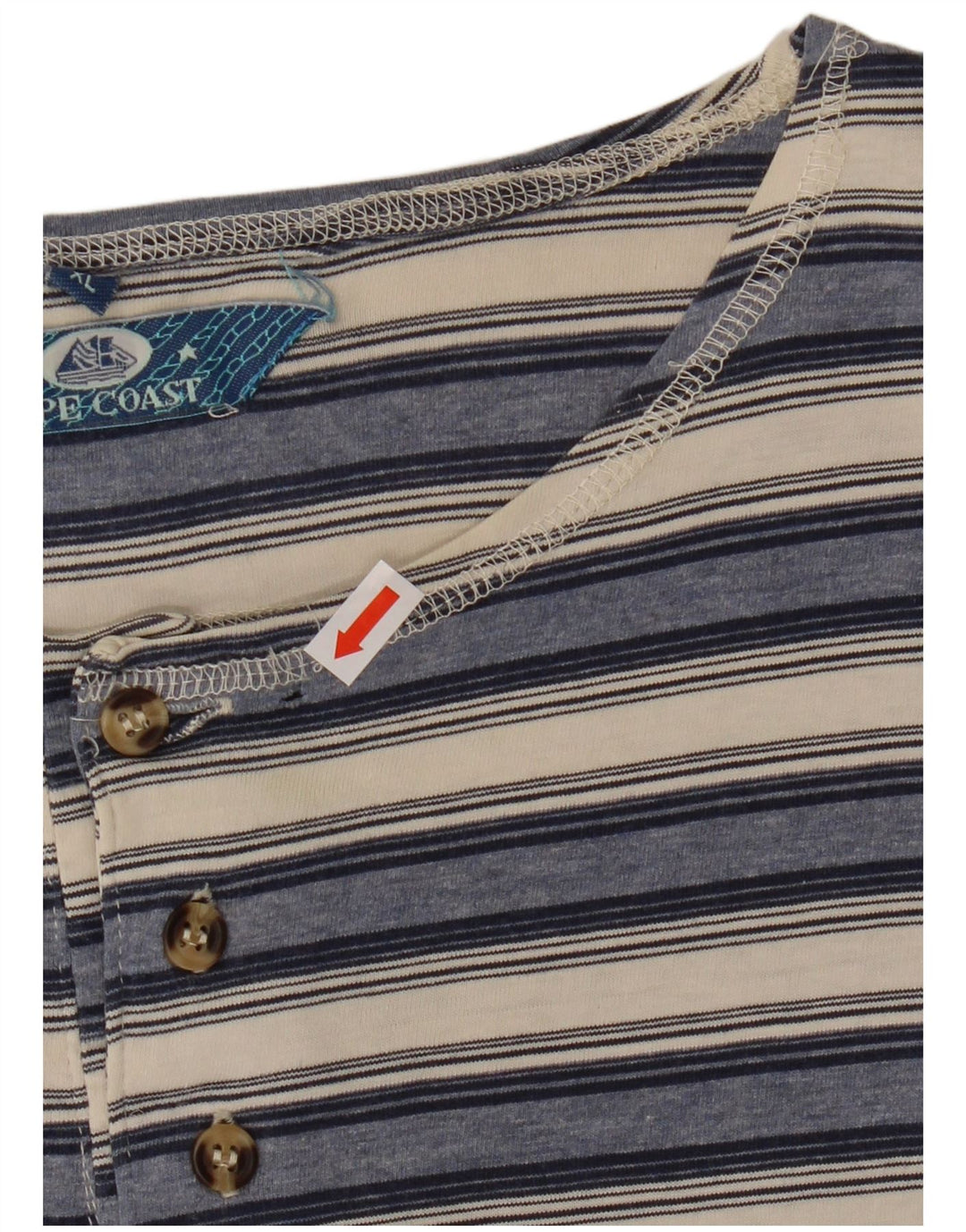 VINTAGE Camiseta Hombre Top XL Algodón Rayas Azul Marino