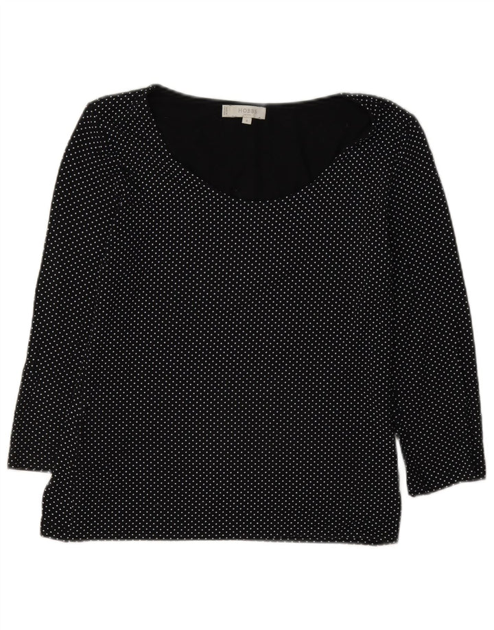 Hobbs Top para mujer manga 3/4 UK 10 Small Viscosa negra manchada