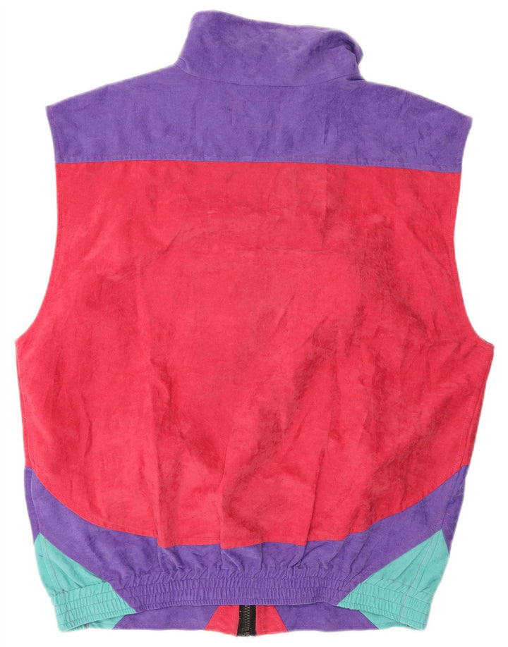 Vintage hombres sin mangas chándal top chaqueta medio rojo colorblock