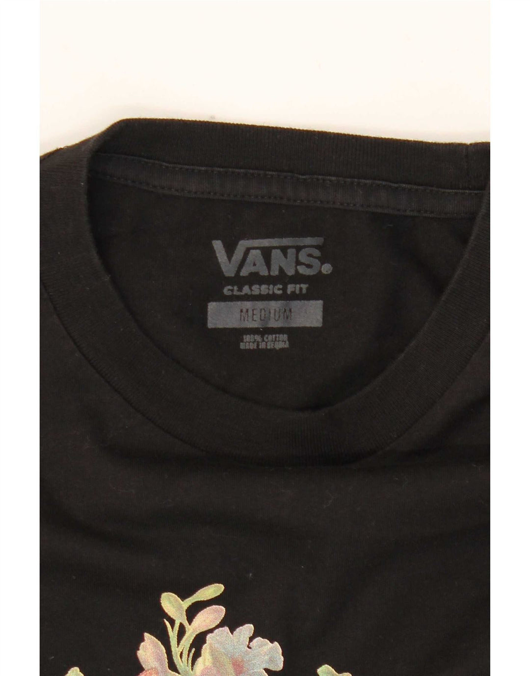 Vans Hombre Classic Fit Graphic Top Manga Larga Medio Negro Floral