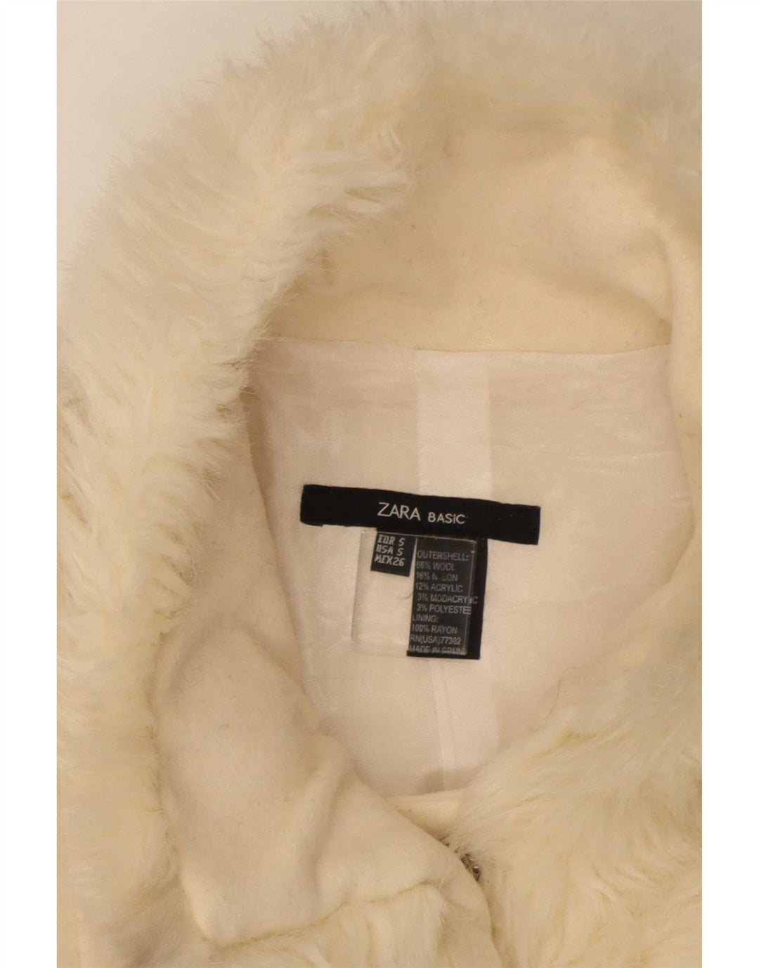 Zara Mujer Abrigo UK 10 Pequeño Lana Beige