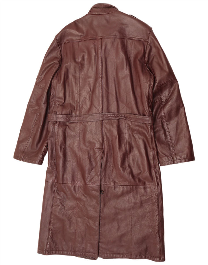 C & A Abrigo de cuero militar para hombre UK 40 Cuero granate grande