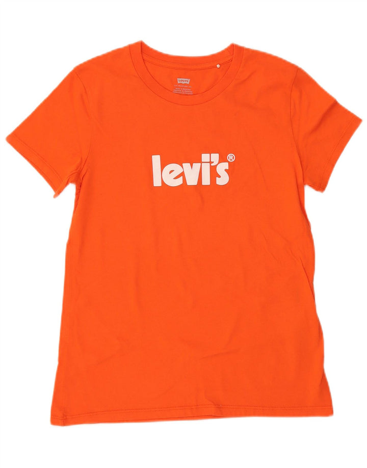 LEVI'S Camiseta gráfica para mujer Top UK 6 XS Naranja Algodón