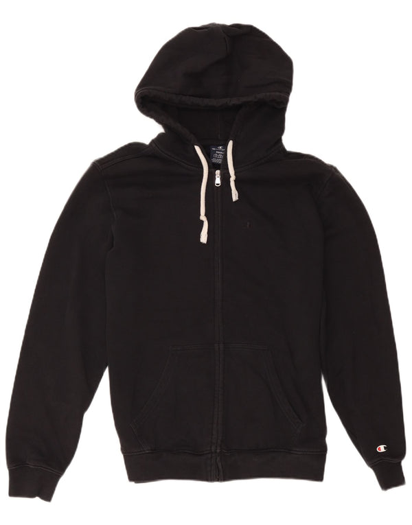 Champion Womens Zip Hoodie Sweater UK 10 Small Black Cotton