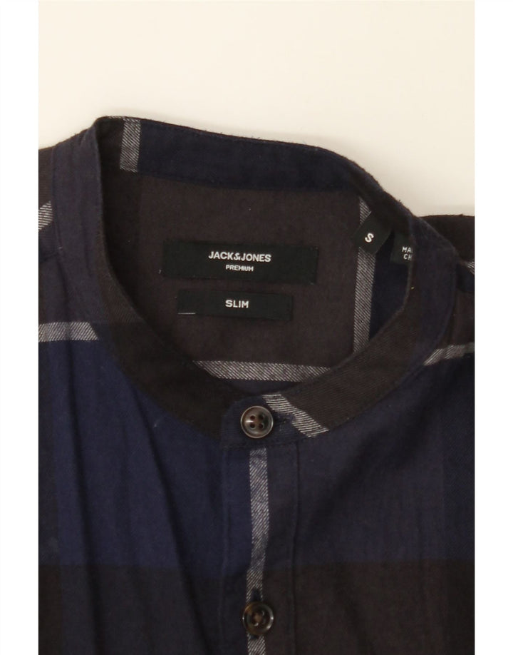 JACK & JONES Mens Slim Shirt Small Blue Check Cotton Vintage Jack & Jones and Second-Hand Jack & Jones from Messina Hembry 