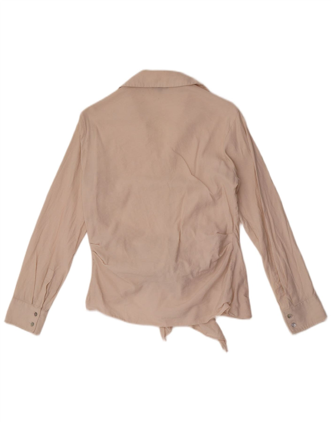 Massimo Dutti Blusa Camisera con Lazo Frontal para Mujer UK 40 Small Viscosa Beige