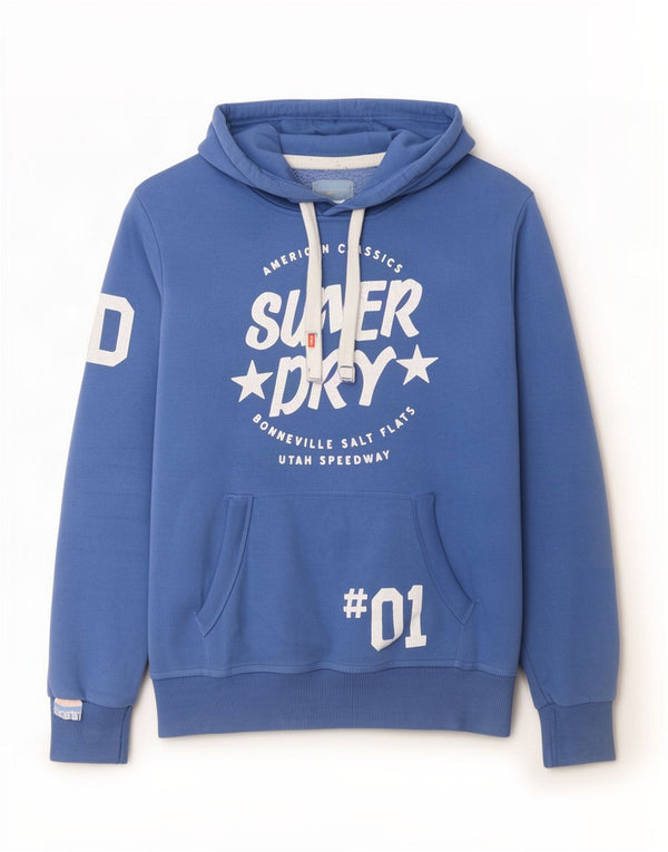 Superdry Jersey con capucha y estampado gráfico de algodón en azul medio