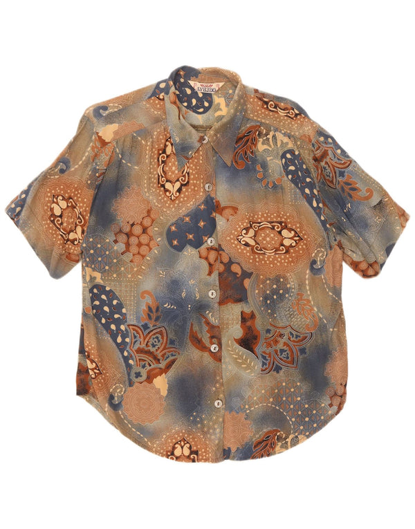 Vintage mujer manga corta camisa blusa Reino Unido 18 XL multicolor Paisley