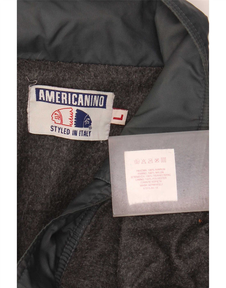 Americanino Chaqueta Bomber para Hombre UK 40 Grande Nylon Negro