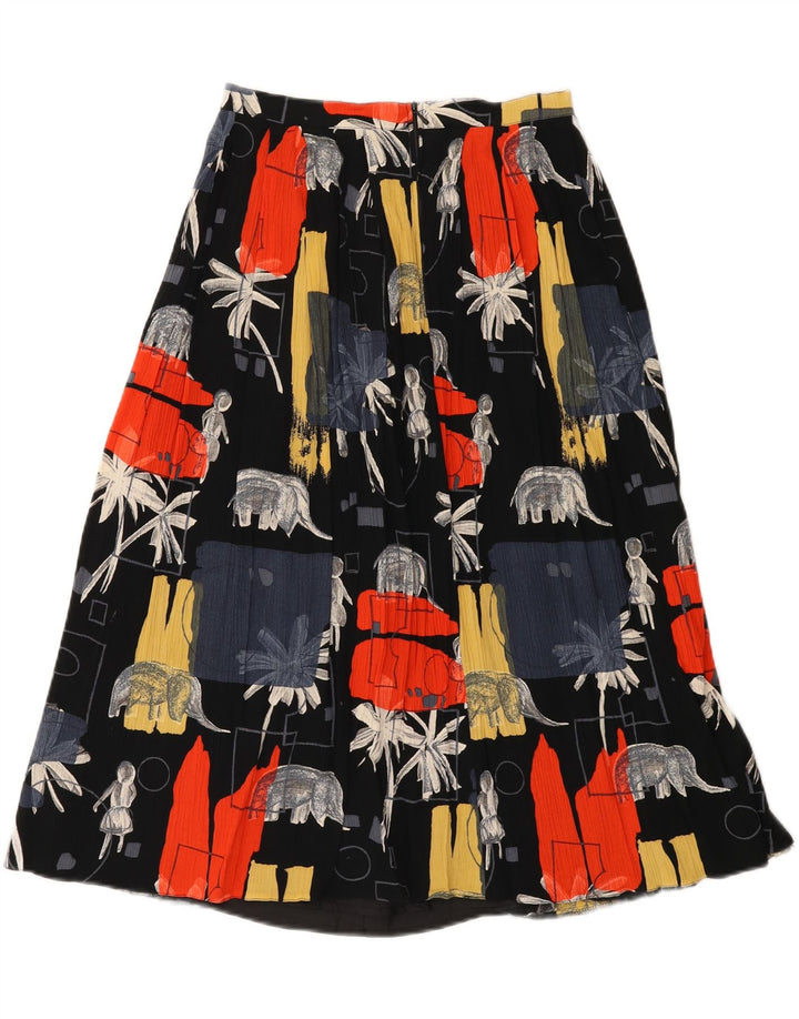 VINTAGE Womens A-Line Skirt UK 10 Small W26  Black Patchwork Viscose Vintage Vintage and Second-Hand Vintage from Messina Hembry 
