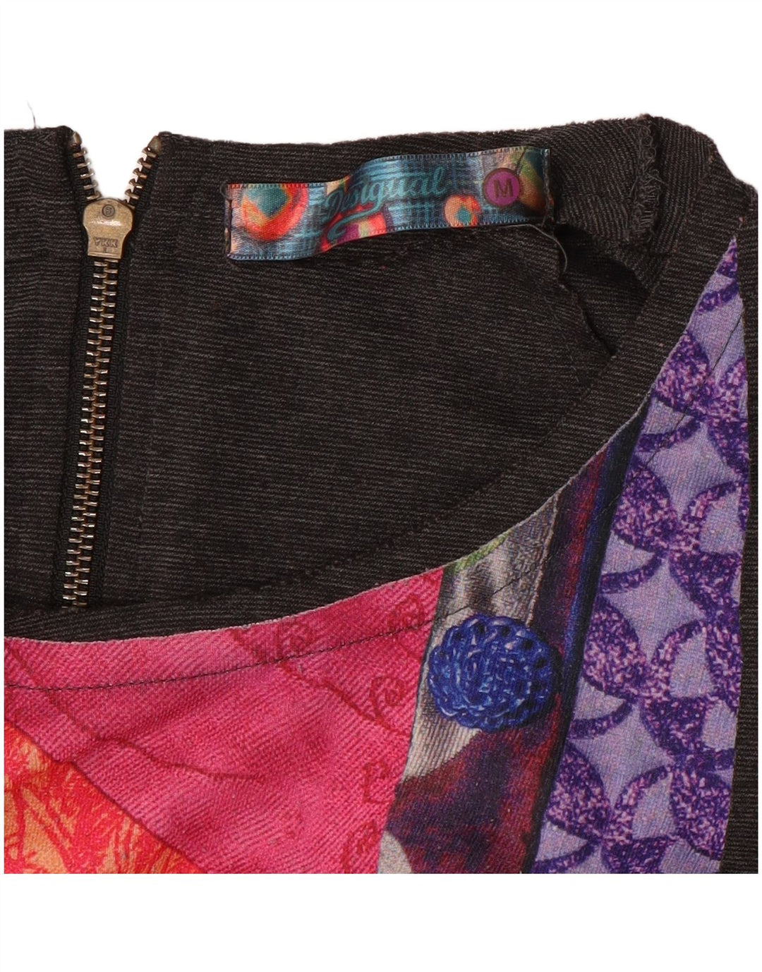 DESIGUAL Vestido tubo para mujer UK 12 Patchwork gris medio