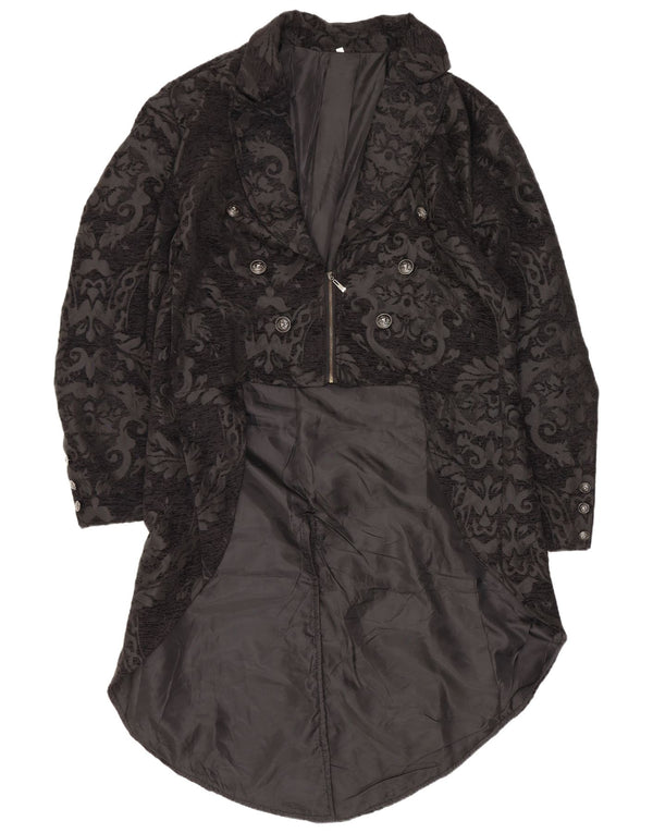 Vintage mujer Tailcoat Blazer chaqueta Reino Unido 20 2XL negro Paisley