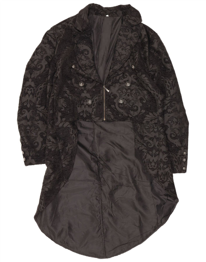 Vintage mujer Tailcoat Blazer chaqueta Reino Unido 20 2XL negro Paisley