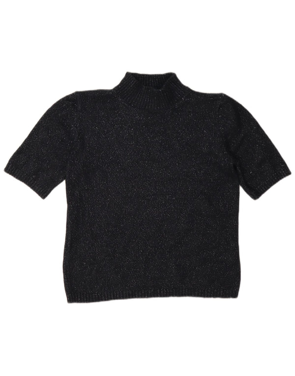Marks & Spencer Suéter con Cuello Alto para Mujer UK 10 Small Black Moteado