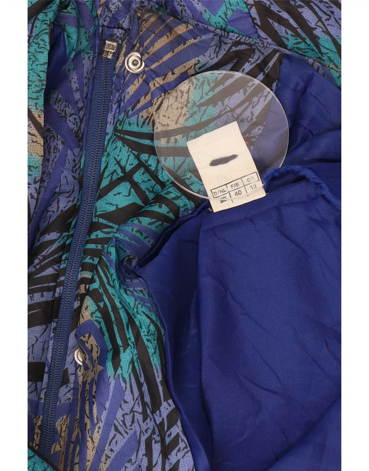 Abrigo acolchado de ajuste relajado con estampado abstracto vintage para mujer UK 44 Azul medio