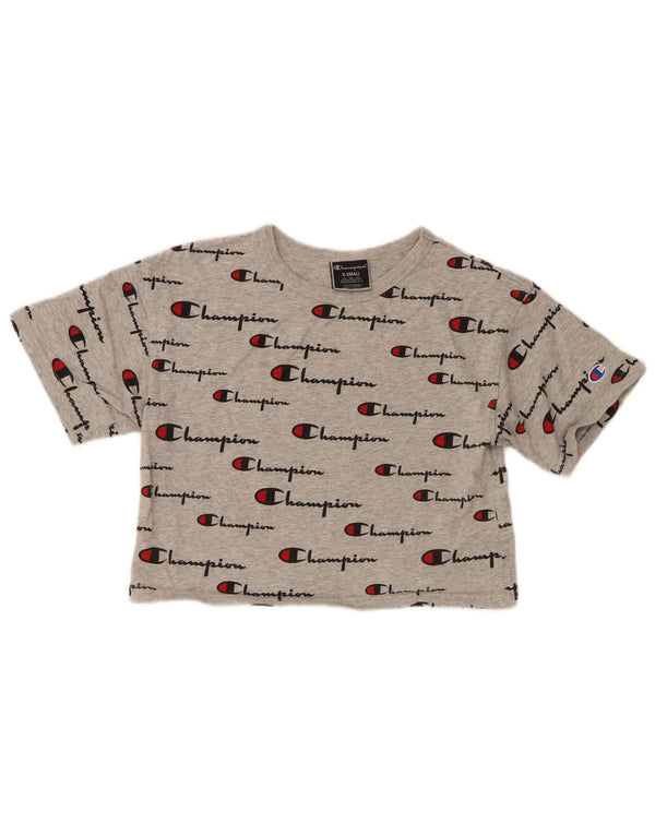 Champion Camiseta Corta Gráfica para Mujer UK 6 XS Gris Moteado