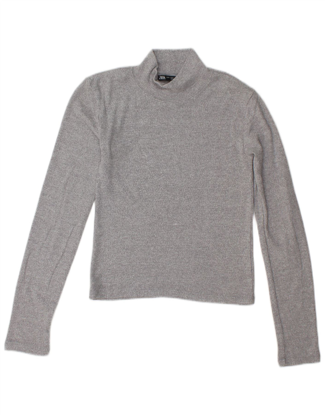 Zara Mujer Crop Turtle Neck Jumper Sweater UK 10 Small Gris