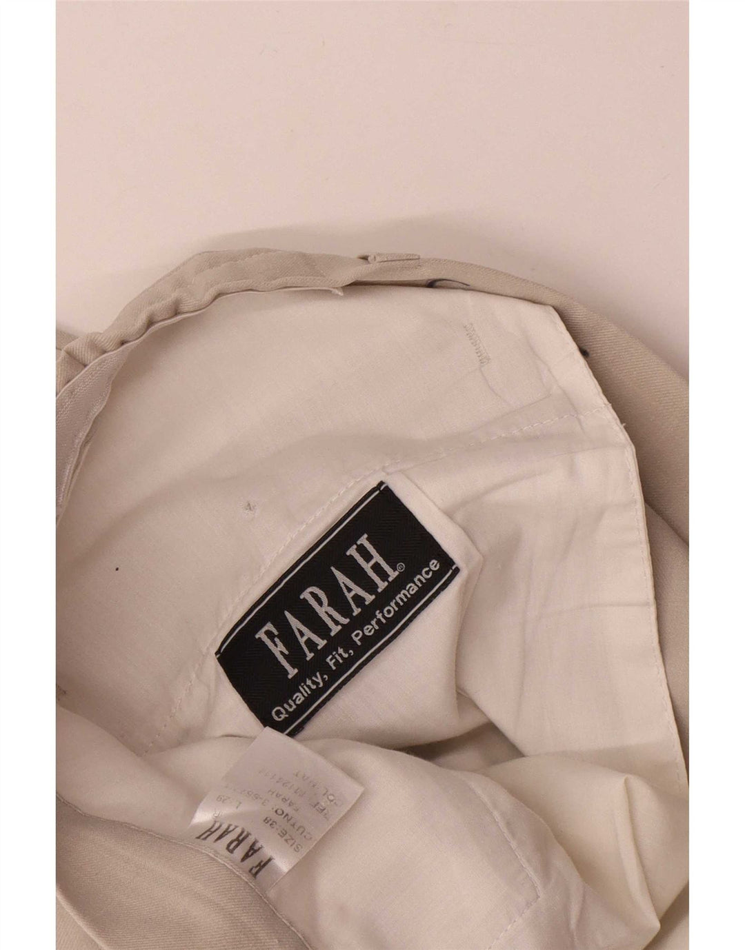 Farah Hombre Pantalones Casuales Rectos W38 L26 Poliéster Beige