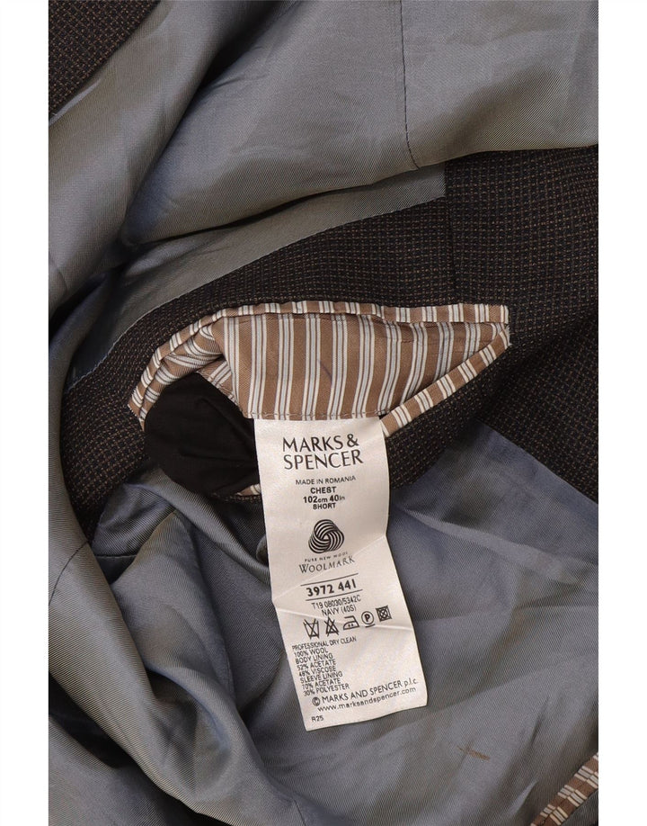 Marks & Spencer Chaqueta tipo blazer corta para hombre UK 40 Medium Navy Blue Check