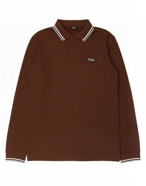 Fila Polo De Manga Larga Para Hombre XL Algodón Marrón