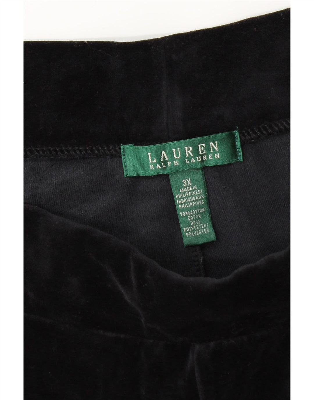 RALPH LAUREN Pantalones de chándal de terciopelo para mujer UK 22 3XL Algodón negro
