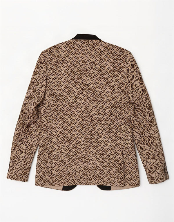 Daniel Gallotti Womens 1 Button Blazer Jacket IT 50 XL Beige Geometric