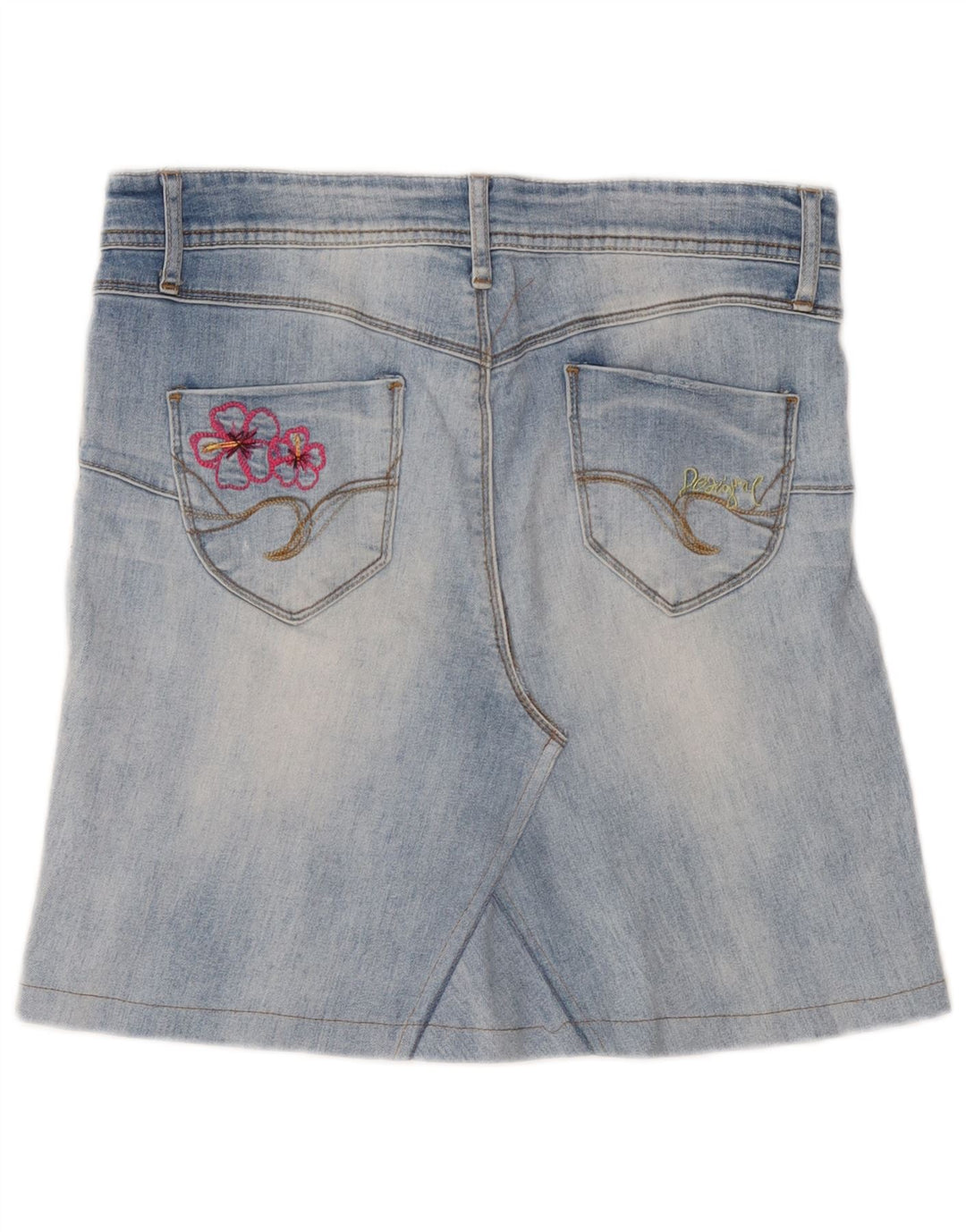 Desigual Minifalda Vaquera Gráfica W30 Azul Medio Floral