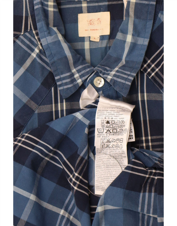 Levi's Hombre Camisa De Manga Corta De Algodón A Cuadros Azul Grande