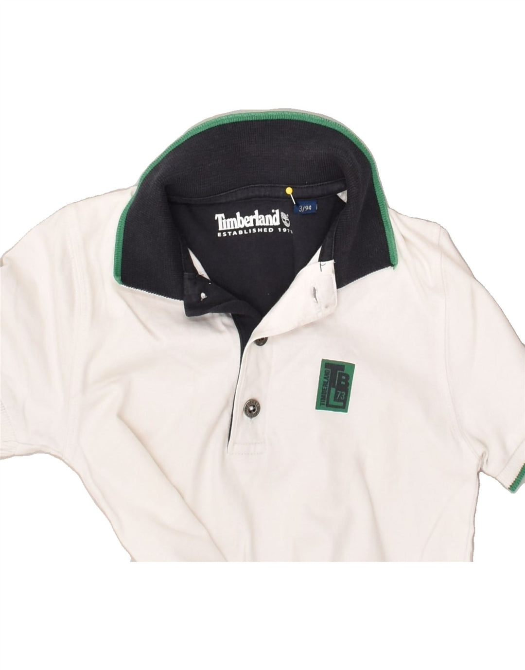 TIMBERLAND Boys Graphic Polo Shirt 2-3 Years White Cotton | Vintage Timberland | Thrift | Second-Hand Timberland | Used Clothing | Messina Hembry 