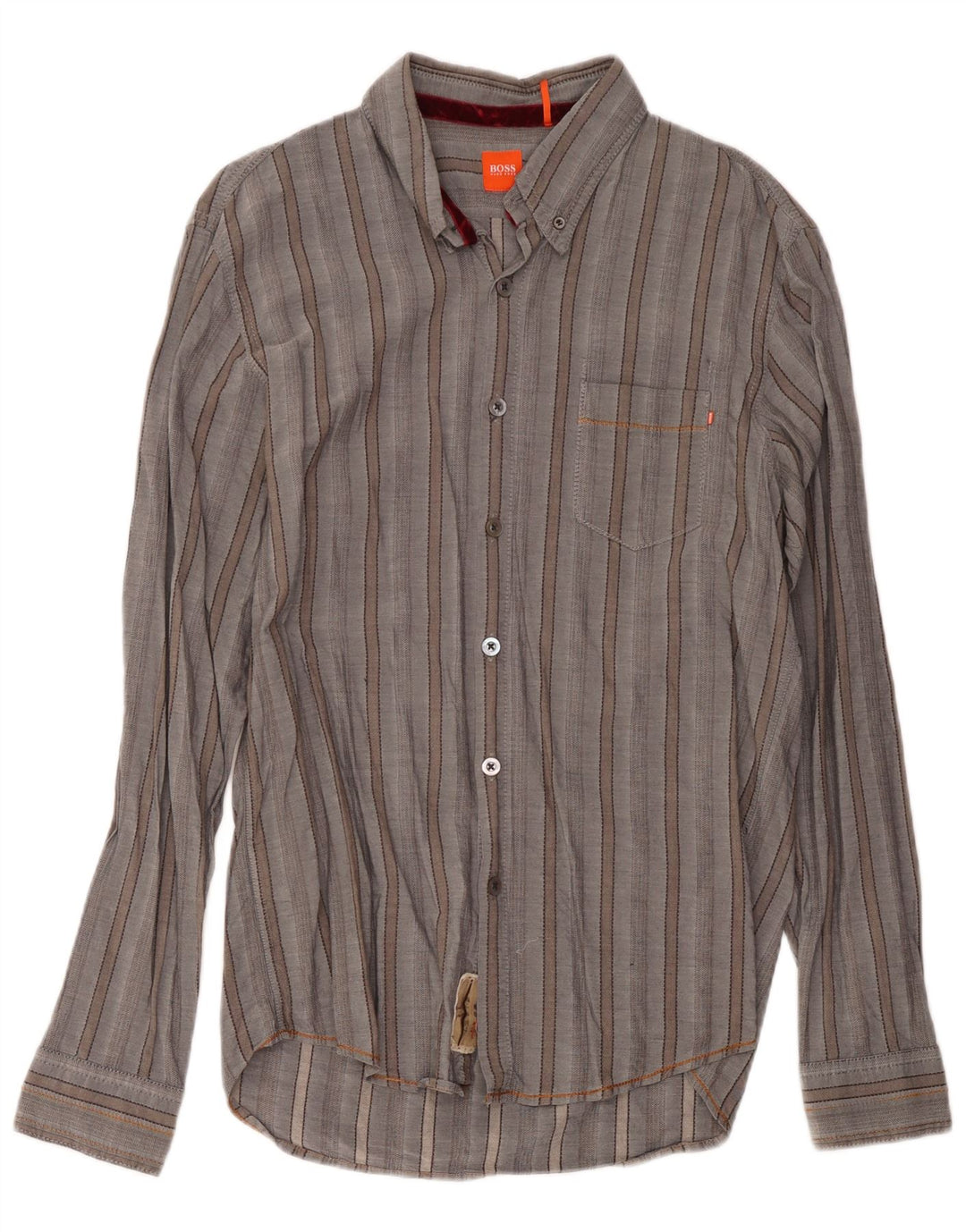 Camisa Hugo Boss Hombre XL Algodón Rayas Gris