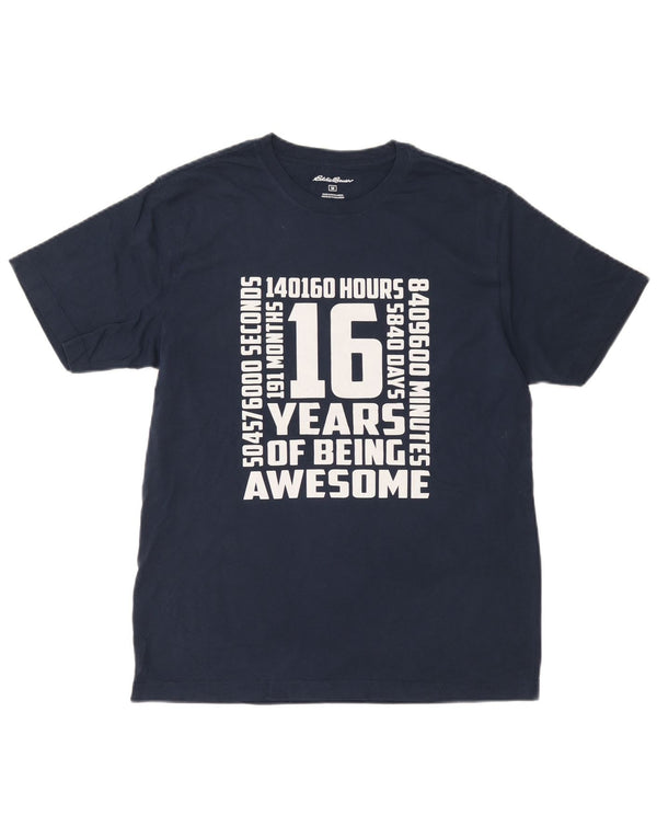 Eddie Bauer Mens Graphic T-Shirt Top Medium Navy Blue Cotton