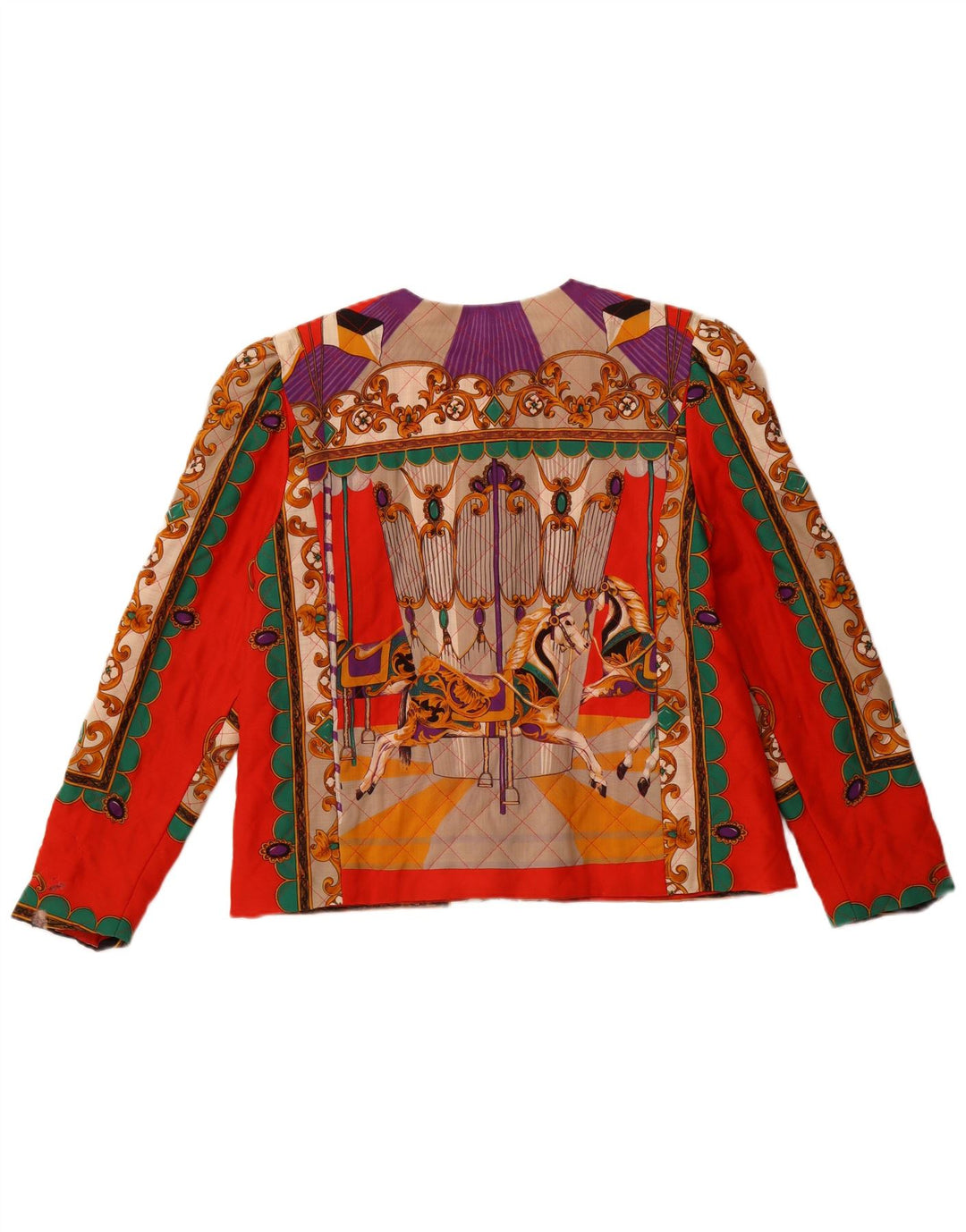 VINTAGE Chaqueta Blazer de 5 Botones Gráficos para Mujer IT 42 Paisley Naranja Medio