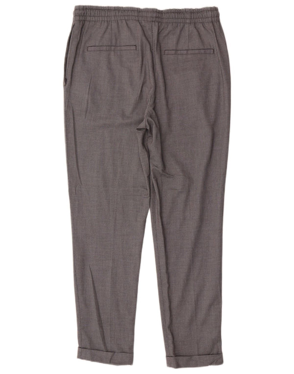 Zara Mujer Slim Chino Pantalón Grande W32 L28 Poliéster Gris