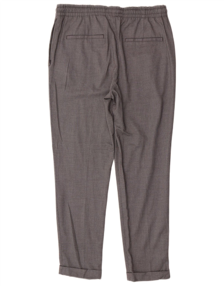 Zara Mujer Slim Chino Pantalón Grande W32 L28 Poliéster Gris