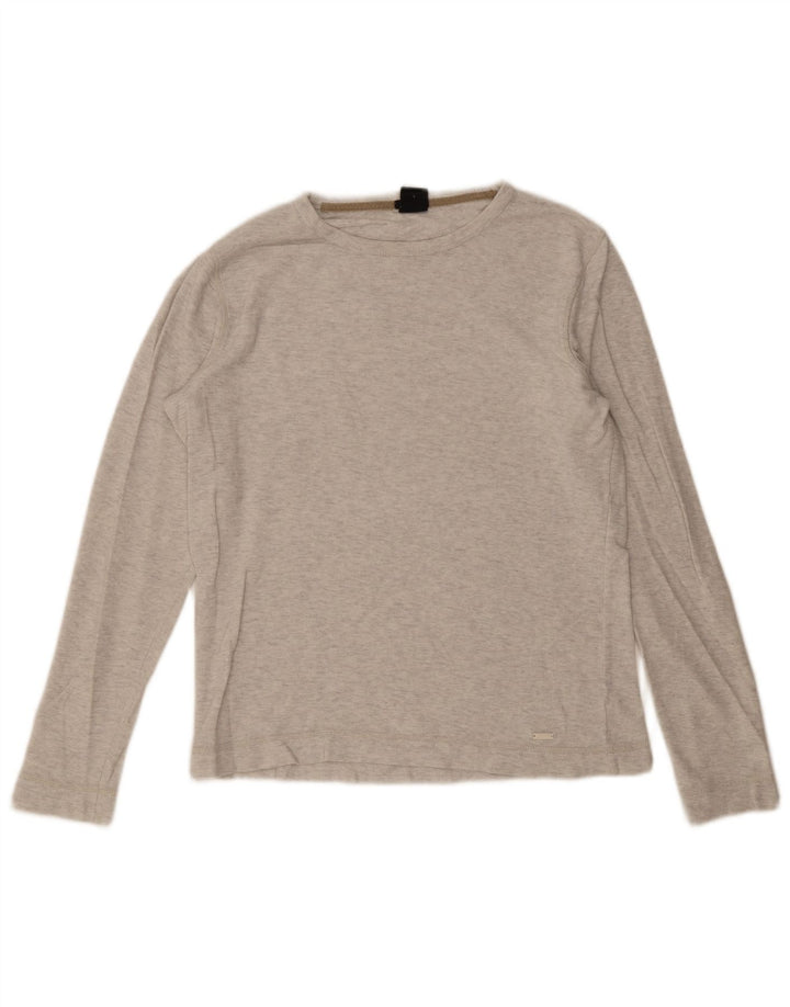 Hugo Boss Hombre Slim Fit Top Manga Larga Grande Gris