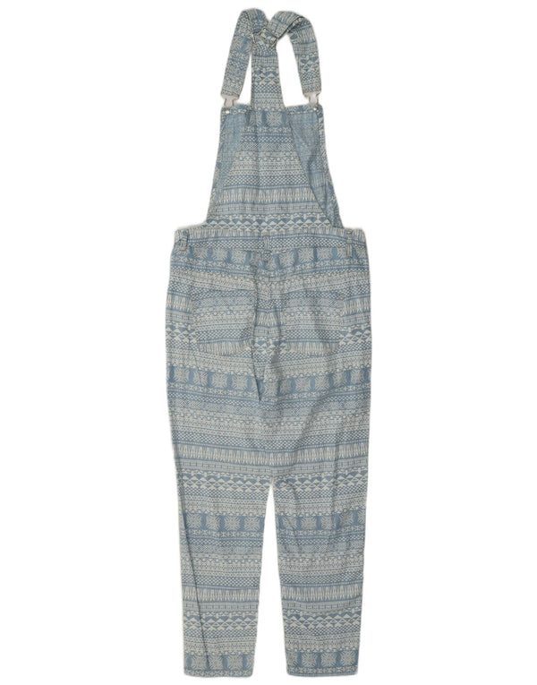 Benetton Pantalón Peto Slim Mujer XS W25 L25 Azul Fair Isle Lyocell